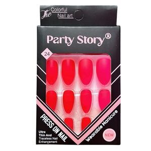 🤯5/$25🤯 Bright Red Press On Nails 24 Nails In Box Almond Shape